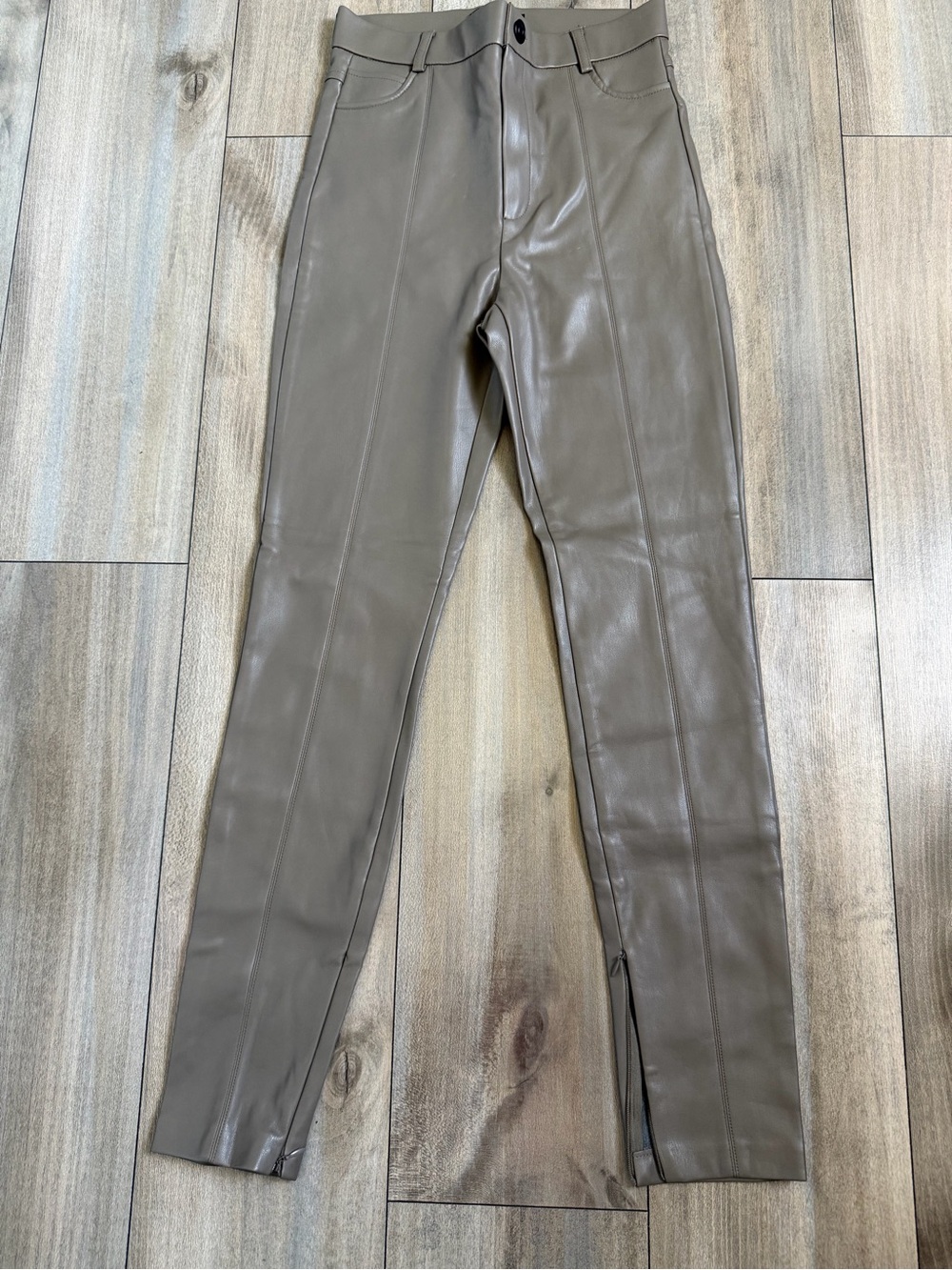 Zara Taupe Faux Leather Leggings